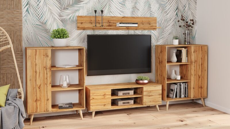TV spintelė, medinės kojos - Image 2