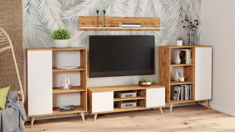 TV spintelė, medinės kojos - Image 2