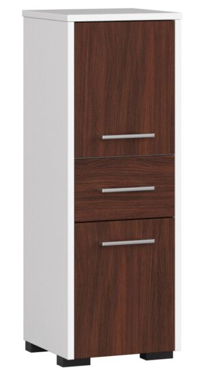 Pastatoma vonios kambario spintelė 85cm, BALTA / WENGE
