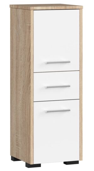 Pastatoma vonios kambario spintelė 85cm, SONOMA OAK / BALTA