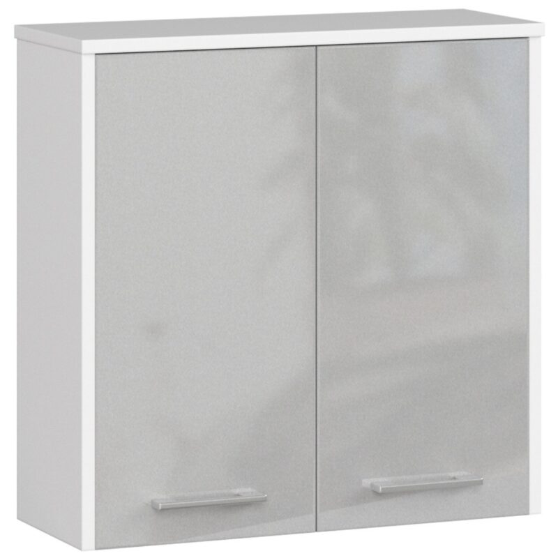 Pakabinama vonios kambario spintelė 60 cm FIN 2D, BALTA / Blizganti metalinė