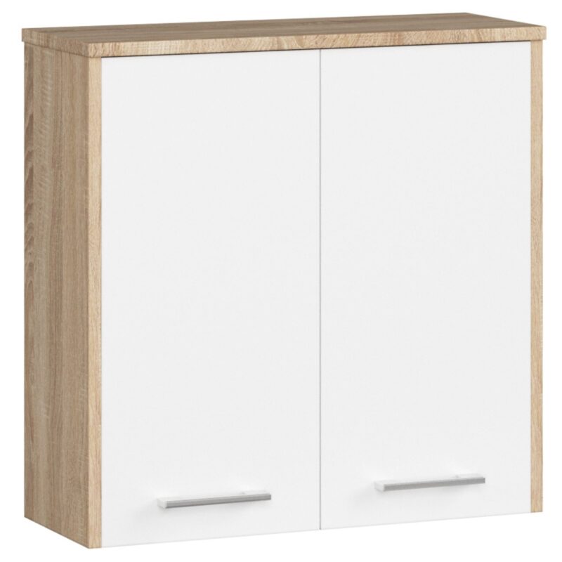 Pakabinama vonios kambario spintelė 60 cm FIN 2D, SONOMA / BALTA