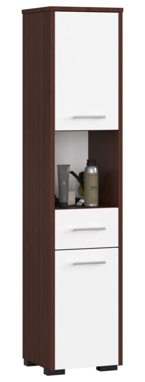 Pastatoma vonios kambario lentyna virš skalbimo mašinos 2D 1SZ 1W 140cm, VENGE / BALTA