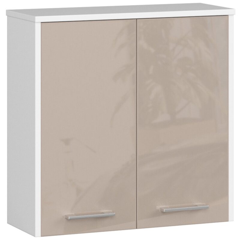 Sieninė spintelė P 60 cm FIN 2D - balto kapučino blizgesio - Image 2