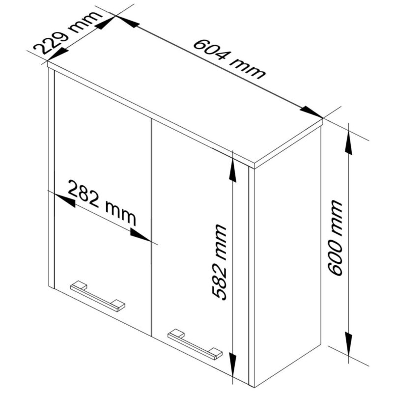 Sieninė spintelė P 60 cm FIN 2D - balta-grafito pilka - Image 4
